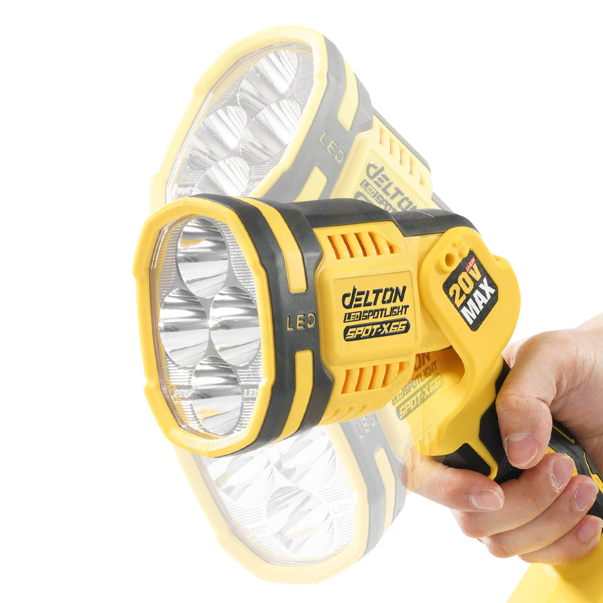 ไฟฉาย LED ไร้สาย (พร้อมแบตเตอรี่) DELTON รุ่น SPOT-X66 ULTRAFLEX 20V 6AH_6